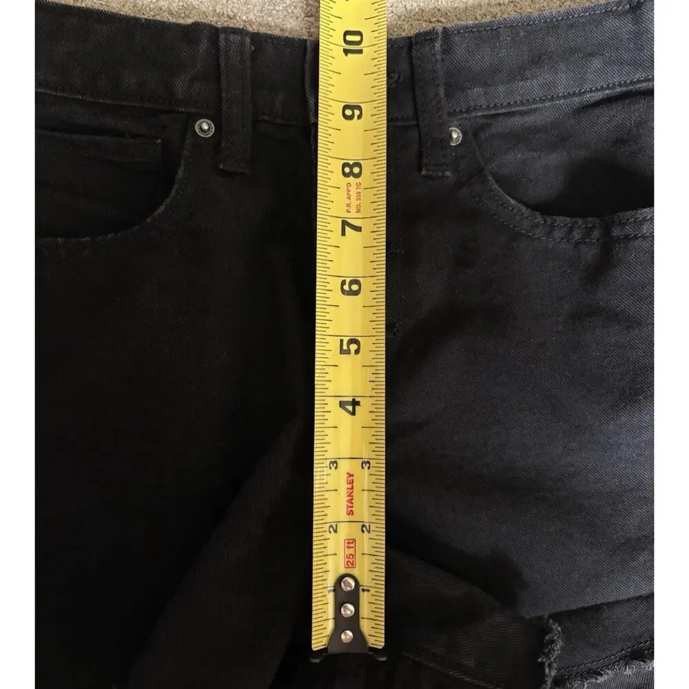 OLD NAVY Girls Sz 14 High Rise Black Denim Shorts Adjustable Waist Button Fly